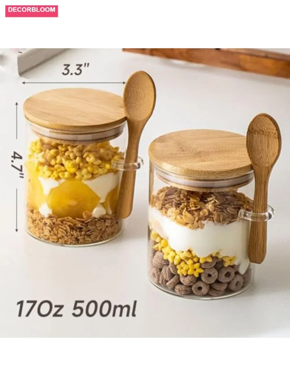 Airtight Food Storage Canisters with Bamboo Lids and Spoons (2 Pack)